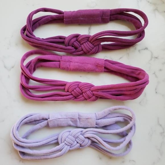 Set of 3 Womens Sailor Knot Headband in Purple Pink, Adult Upcycled Hairband - Picture 3 of 9